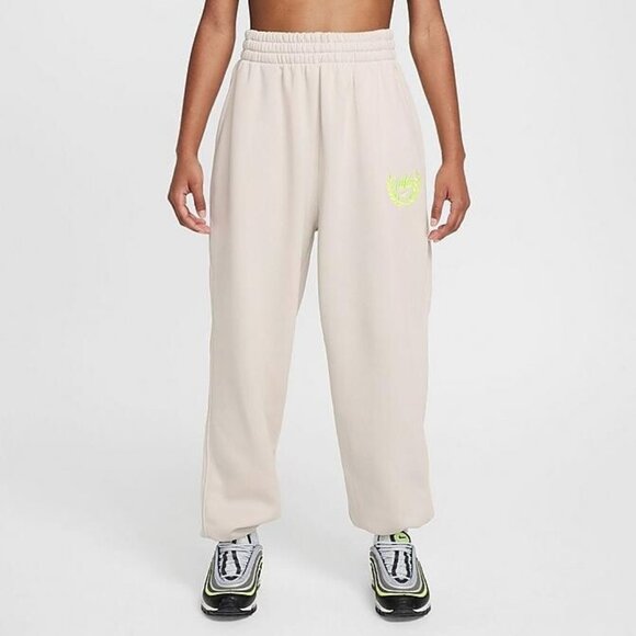 Girls' Nike Sportswear Club Fleece Loose Jogger Sweatpants Light Bone Size Large - Picture 1 of 9
